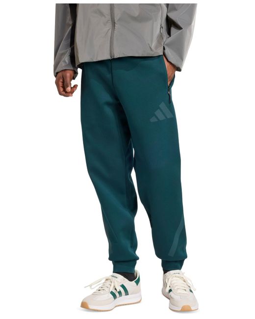 Adidas Green Z.n.e. Elastic Drawstring Logo Track Pants for men