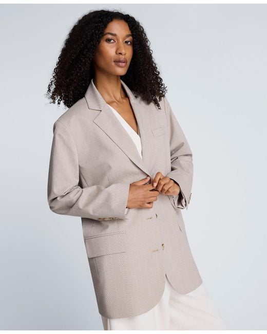 Kenneth Cole Gray 3-button Plaid Jacket