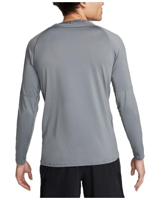 Nike Gray Pro Slim-fit Dri-fit Long-sleeve T-shirt for men