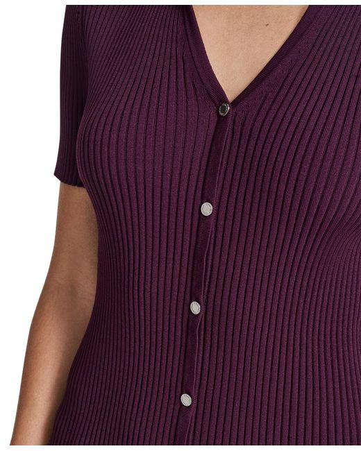 Calvin Klein Purple Collared Neck Short-sleeve Sweater