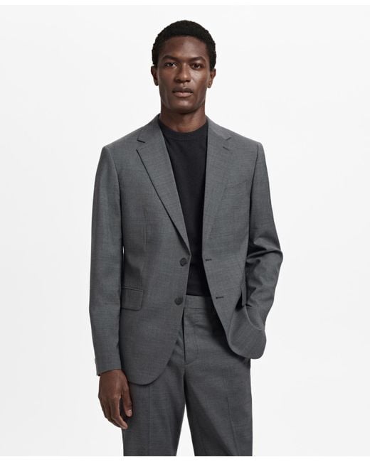 Mango Gray Turin Virgin Wool Suit Blazer for men