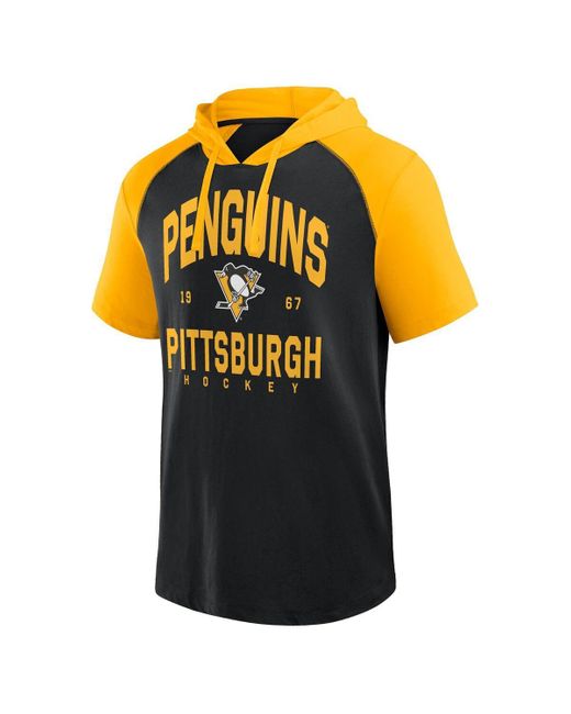 LOGO ATHLETIC Orange Pittsburgh Penguins Prime Raglan Short Sleeve Pullover Hoodie for men