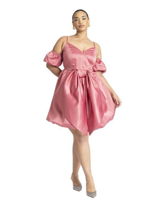 Eloquii Pink Plus Size Dramatic Bow Mini Dress