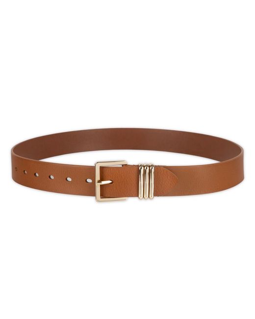 Tommy Hilfiger Brown Triple-metal Strap Keeper Casual Leather Belt