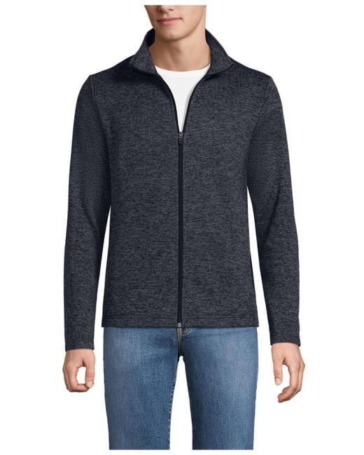Lands' End Men's Blue School Uniform Sweater Fleece Zip Front Jacket