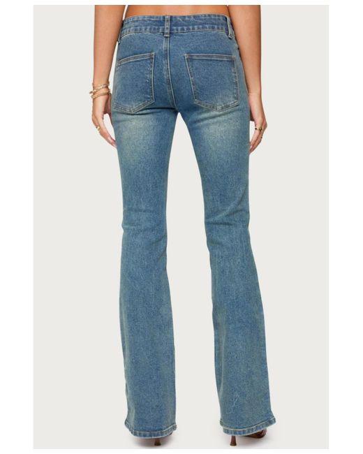 Edikted Blue Mattea Low Rise Flared Jeans