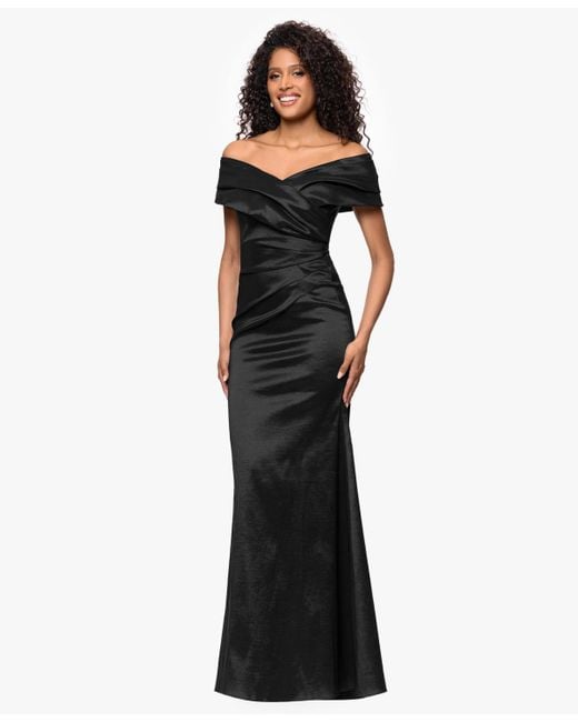 Betsy & Adam Black Petite Off-the-shoulder Dress