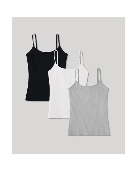 Pact White Organic Cotton Everyday Shelf Bra Camisole 3-pack
