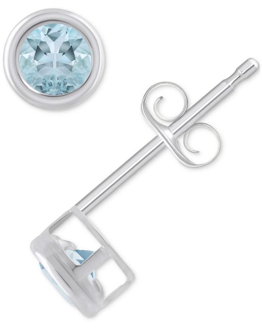 Macy's Blue Gemstone Round Stud Earrings