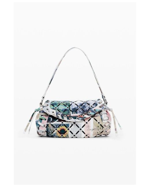 Desigual White Small Printed Bag