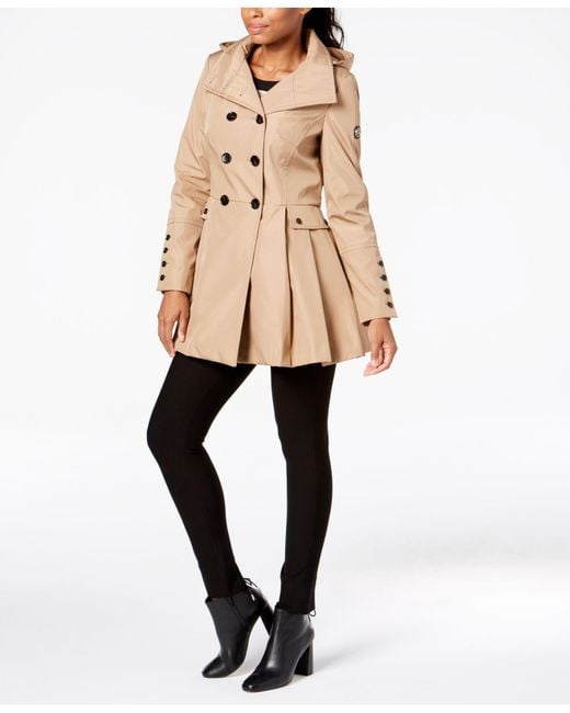 Calvin Klein Natural Double-breasted Skirted Raincoat