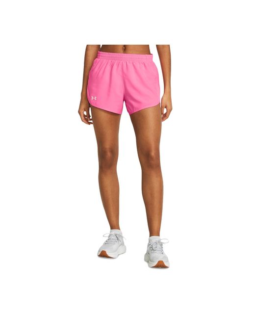Under Armour Pink Fly By Mesh-panel Running Shorts