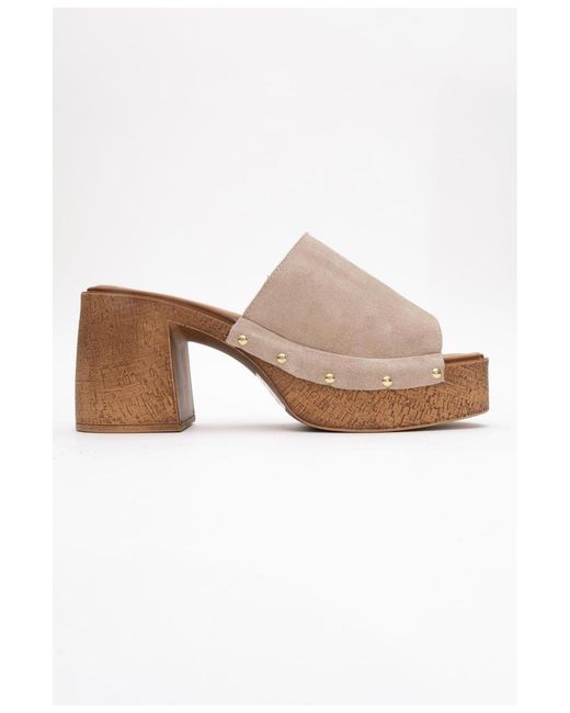 Forever & Always Shoes White Pull Leather Platform Mules ()