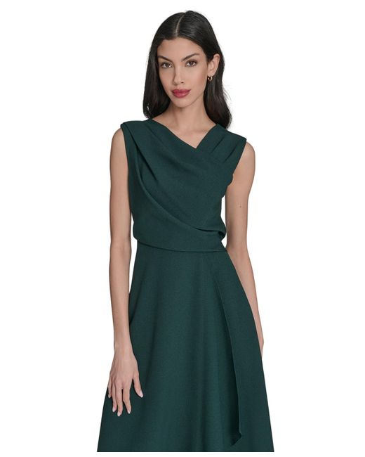 Vince Camuto Green Signature Stretch Crepe Midi Dress