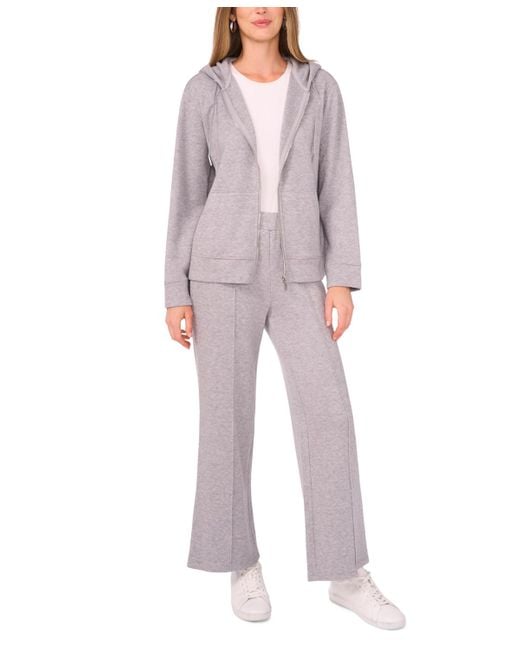 Vince Camuto Gray Knit Zip-front Hoodie Jacket
