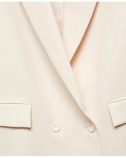 Mango White Double-breasted Suit Blazer