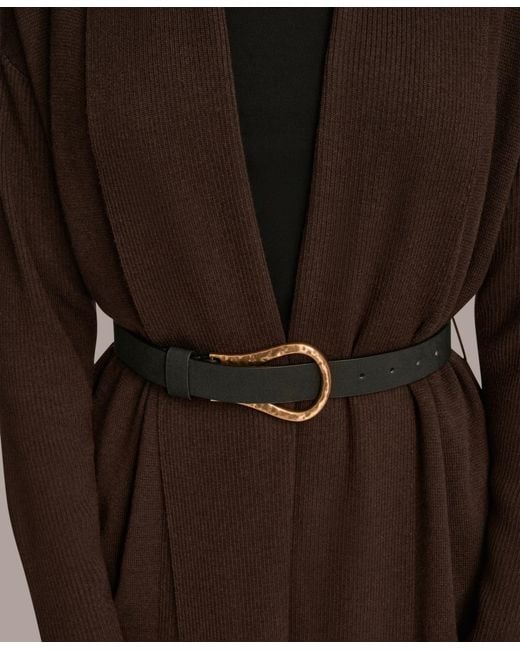 Donna Karan Brown Belted Open-front Cardigan