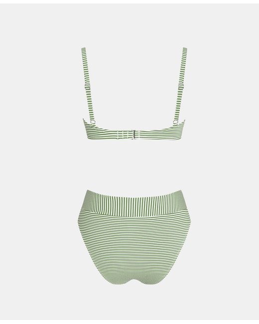 CUPSHE Green U Wire Striped Bikini Set