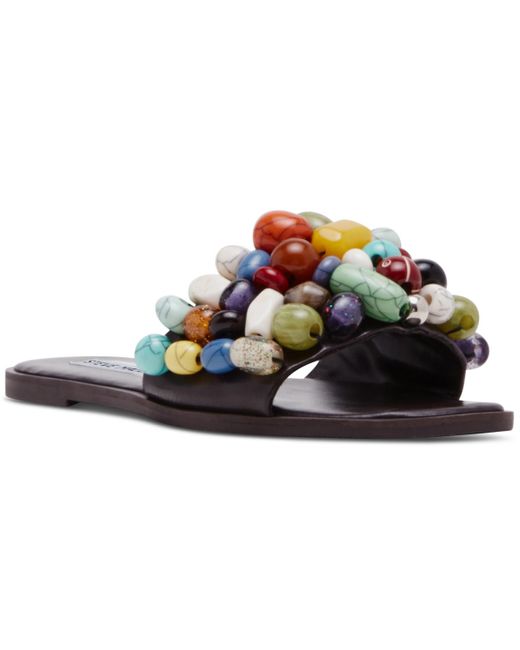 Steve Madden Black Knicky Embellished Slide Sandals