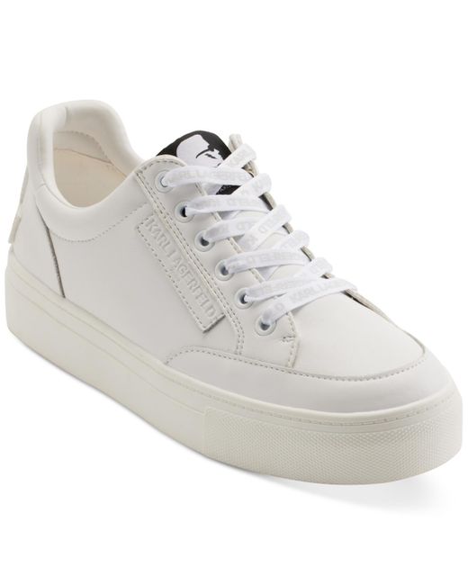 Karl Lagerfeld White Calico Patch Embellished-heel Sneakers