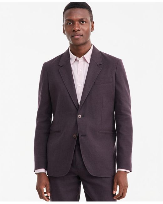 Alfani Purple Linen-blend Tech Two-button Blazer for men