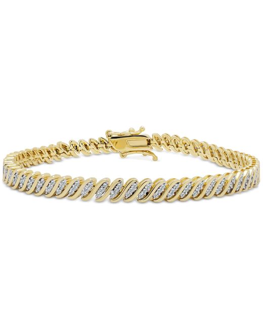 Macy's Metallic Diamond Triple Row "s" Link Bracelet (1 Ct. T.w.
