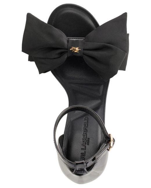 Karl Lagerfeld Black Paris Kenz Bow Evening Ankle Strap Heeled Sandal