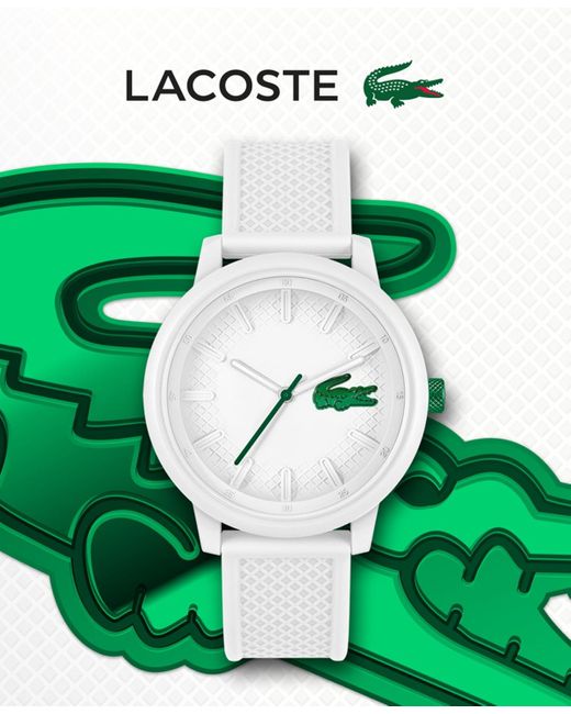 Lacoste White L.12.12. Silicone Strap Watch 48mm for men