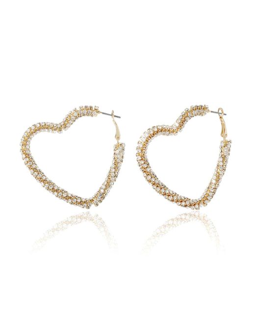 BCBGeneration Natural Crystal Heart Hoop Earrings