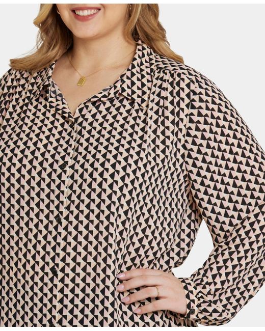 NYDJ Multicolor Plus Size Modern Blouse Point Collar Top