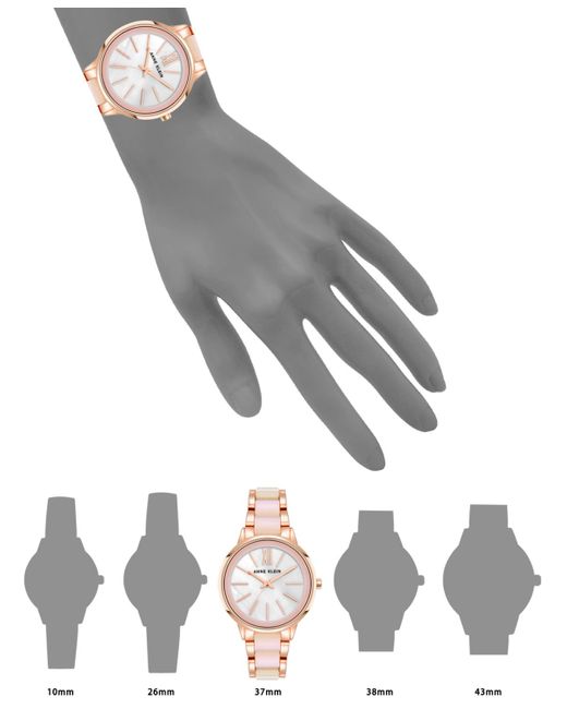 Anne Klein Pink Quartz Alloy And Iridescent Acetate Link Watch