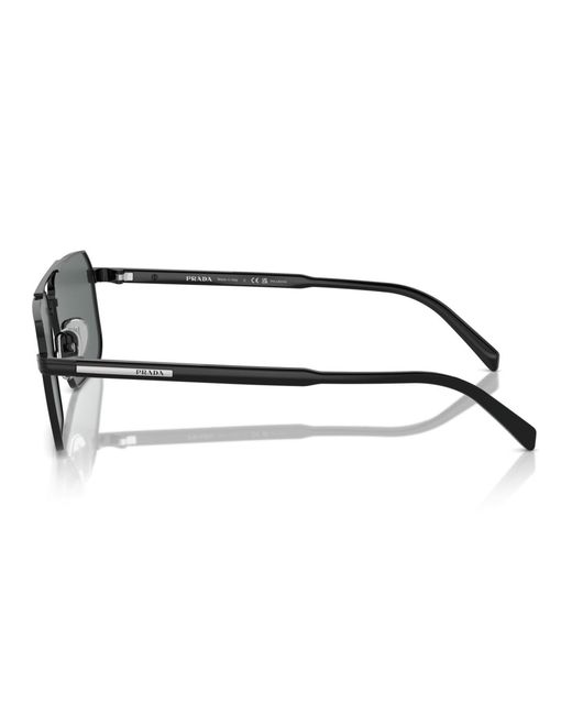 Prada Black Iconic Plaque Rectangle Sunglasses for men