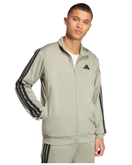 Adidas Gray 3 Stripes Tricot Regular Track Top for men