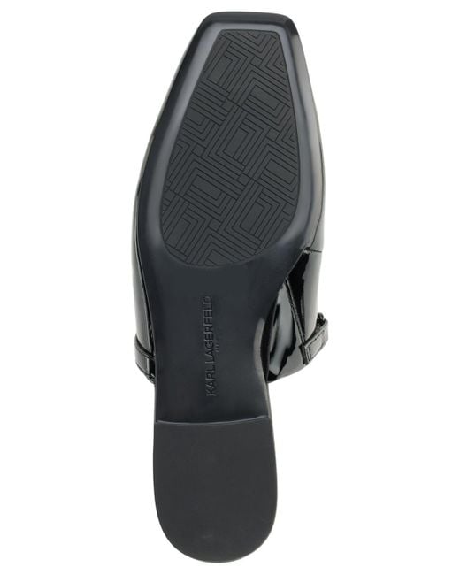 Karl Lagerfeld Black Zilla Square Toe Mule Flats