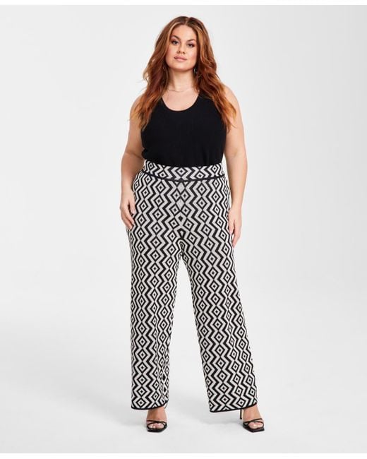 Nina Parker Multicolor Plus Size Geo-print Straight-leg Sweater Pants