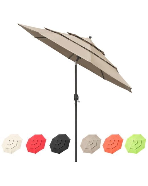 Yescom Metallic 10 Ft 3 Tier Patio Umbrella