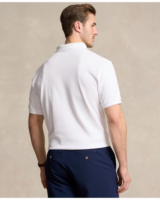 Polo Ralph Lauren White Big & Tall Polo Bear Embroidered Cotton Mesh Polo Shirt for men