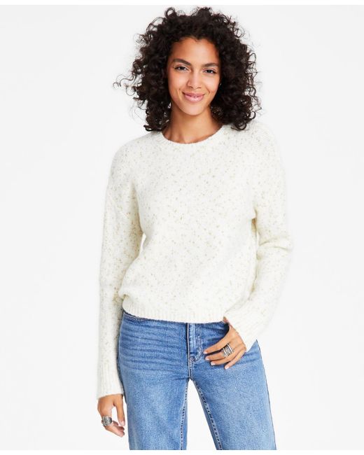 Calvin Klein White Crewneck Long-sleeve Lurex Sweater