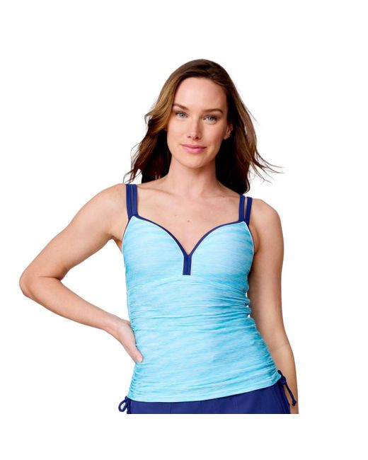 Free Country Blue Double Strap Tankini Top