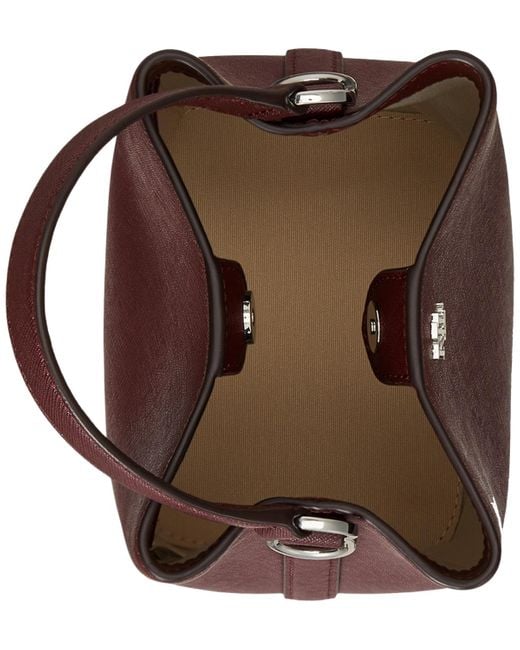 Ralph Lauren Red Crosshatch Leather Mini Reese Bucket Bag