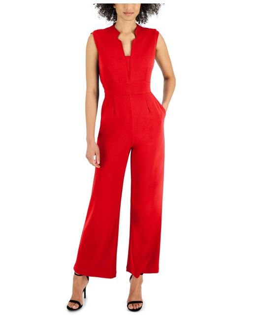Tahari jumpsuit red hotsell