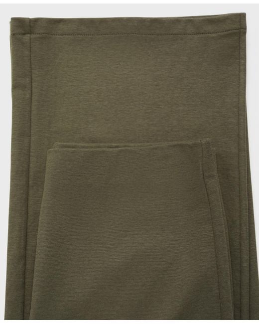 Mango Green Elastic Waist Straight-fit Pants