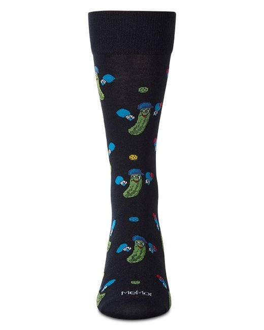 Memoi Blue Pickle Ball Crew Socks for men