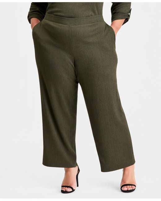 Anne Klein Essentials Green Plus Size Pull-on Pants