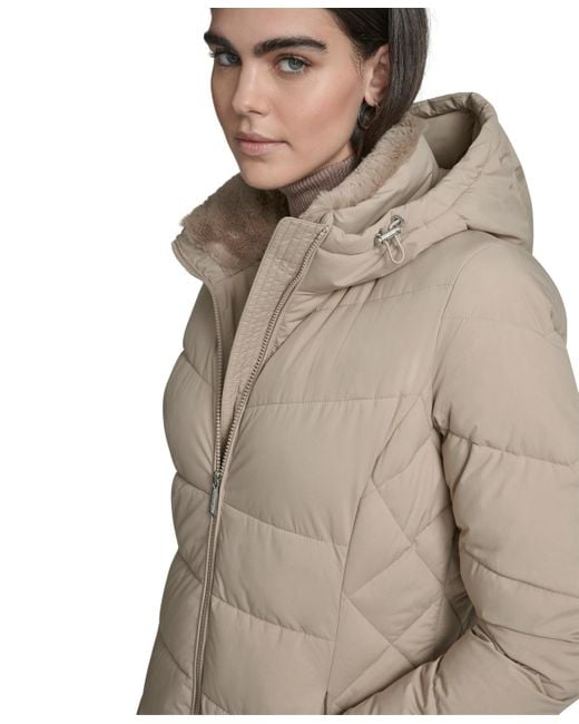 Calvin Klein Natural Collar Hooded Puffer Coat