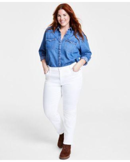 Levi's Levis Trendy Plus Size Essential Western Cotton Shirt Classic  Straight Leg Jeans in Blue
