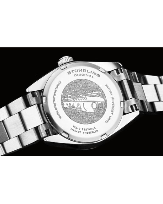 Stuhrling Blue Lineage 3936.1 S Quartz Watch 31mm Stainless Steel Silver Bracelet White Mother-of-pearl Dial Crystal Bezel