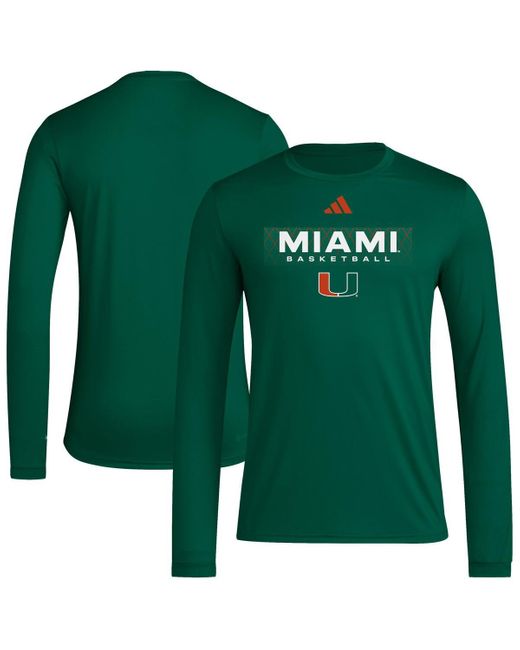 Adidas Green Â Miami Hurricanes Locker On-court In The Fade Long Sleeve T-shirt for men