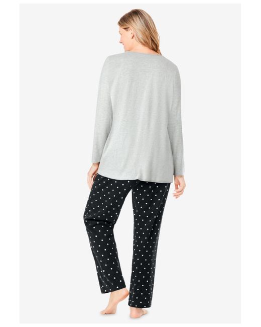 Dreams & Co. White Long Sleeve Knit Pj Set