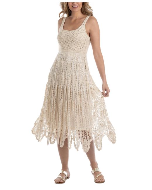 Dotti Natural Cotton Crochet Sleeveless Cover-up Dress